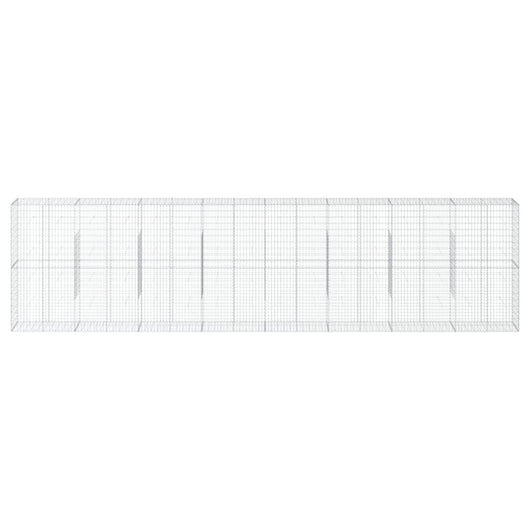 Gabbione cesto recinzione gabbia muro di contenimento con copertura 800 x 50 x 200 cm ferro zincato Argento 02_0040205