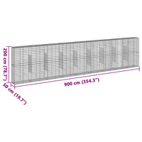 Cesto Gabbione con Copertura 900x50x200 cm in Ferro Zincato 3295174