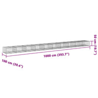 Cesto Gabbione con Copertura 1000x100x50 cm in Ferro Zincato 3295187