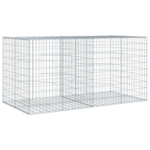 Gabbione a cesto recinto muro di contenimento con coperchio 200 x 100 x 100 cm ferro zincato argento 02_0040139