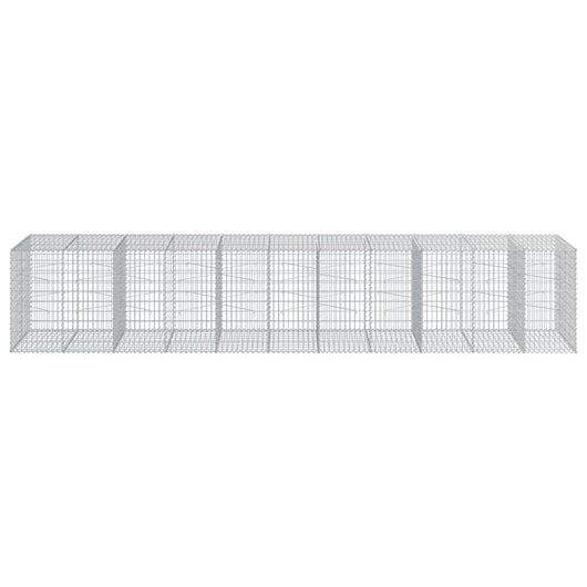 Gabbione cesto recinzione gabbia muro di contenimento con copertura 550 x 100 x 100 cm ferro zincato Argento 02_0040177