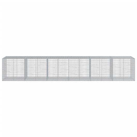 Gabbione cesto recinzione gabbia muro di contenimento con copertura 600 x 100 x 100 cm ferro zincato Argento 02_0040179