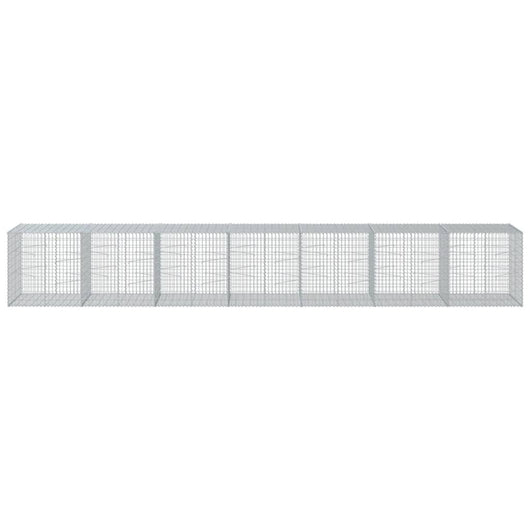 Gabbione cesto recinzione gabbia muro di contenimento con copertura 700 x 100 x 100 cm ferro zincato Argento 02_0040189