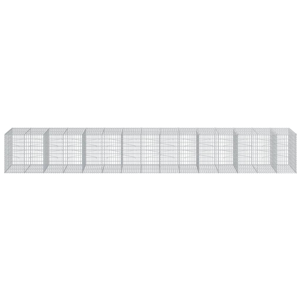 Gabbione cesto recinzione gabbia muro di contenimento con copertura 750 x 100 x 100 cm ferro zincato Argento 02_0040197