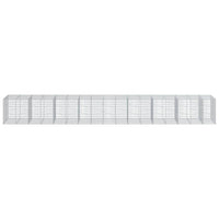 Gabbione cesto recinzione gabbia muro di contenimento con copertura 850 x 100 x 100 cm ferro zincato Argento 02_0040207