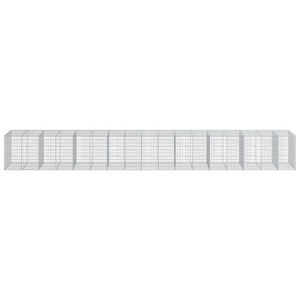 Gabbione cesto recinzione gabbia muro di contenimento con copertura 850 x 100 x 100 cm ferro zincato Argento 02_0040207