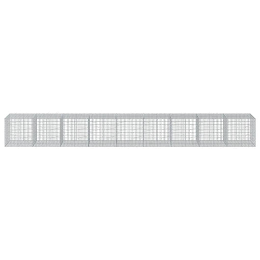 Gabbione cesto recinzione gabbia muro di contenimento con copertura 900 x 100 x 100 cm ferro zincato Argento 02_0040209