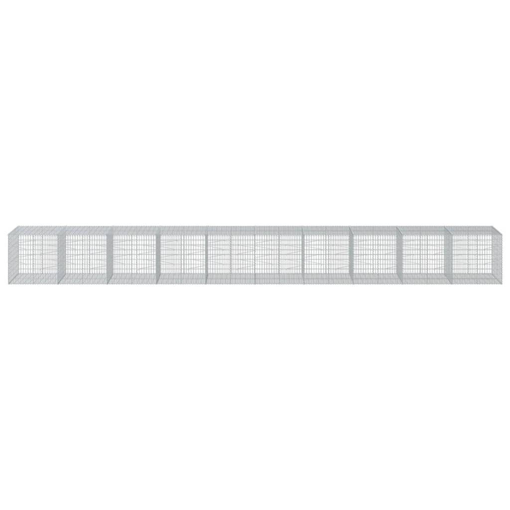 Cesto Gabbione con Copertura 1000x100x100 cm in Ferro Zincato