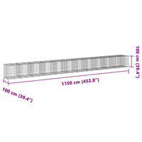 Cesto Gabbione con Copertura 1150x100x100 cm in Ferro Zincato 3295211