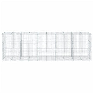 Gabbione cesto recinzione gabbia muro di contenimento con copertura 500 x 100 x 150 cm ferro zincato Argento 02_0040170