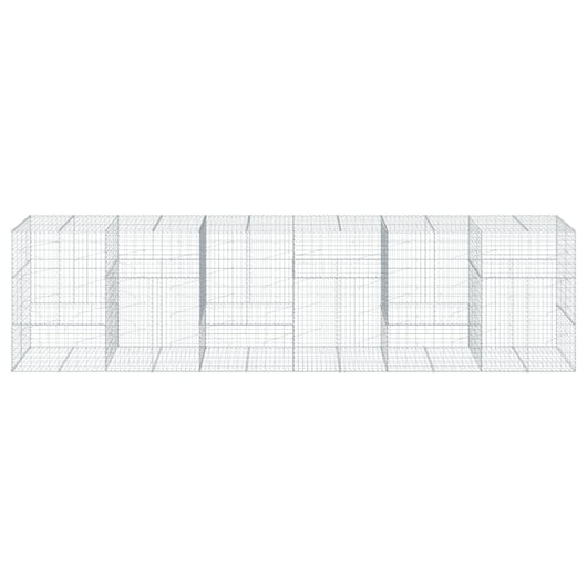 Gabbione cesto recinzione gabbia muro di contenimento con copertura 600 x 100 x 150 cm ferro zincato Argento 02_0040180