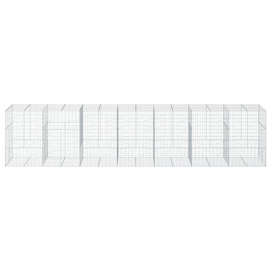 Gabbione cesto recinzione gabbia muro di contenimento con copertura 700 x 100 x 150 cm ferro zincato Argento 02_0040190