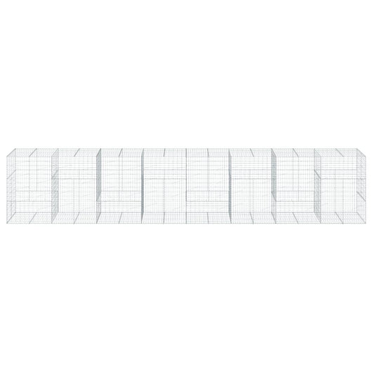 Gabbione cesto recinzione gabbia muro di contenimento con copertura 800 x 100 x 150 cm ferro zincato Argento 02_0040200