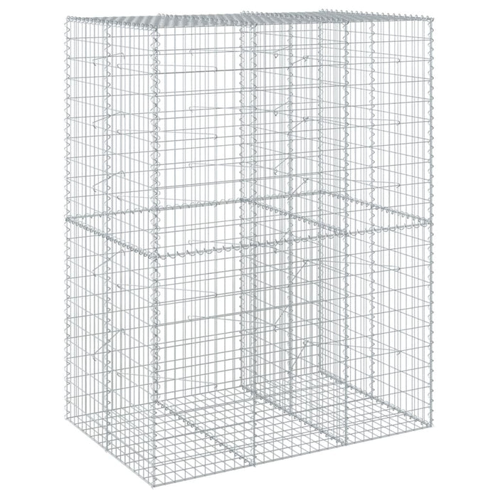 Gabbione a cesto recinto muro di contenimento con coperchio 150 x 100 x 200 cm ferro zincato argento 02_0040138