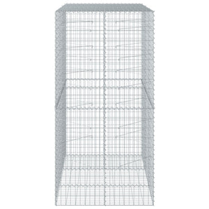 Gabbione a cesto recinto muro di contenimento con coperchio 150 x 100 x 200 cm ferro zincato argento 02_0040138