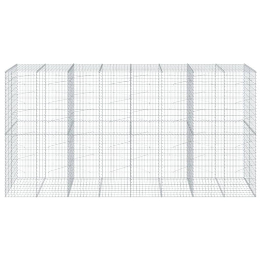 Gabbione a Cesto Muro di Sostegno con Copertura 400 x 100 x 200 cm Ferro Zincato Argento 02_0040161