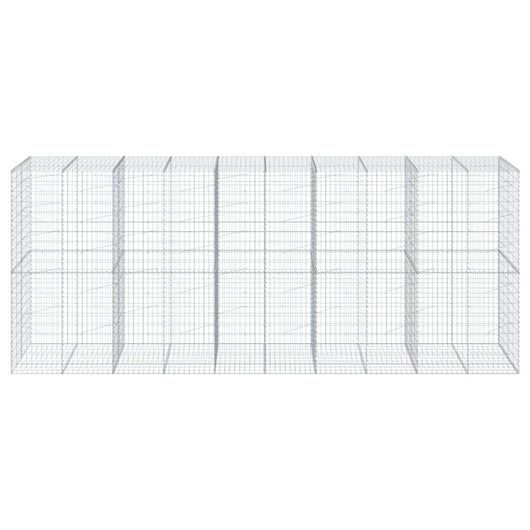Gabbione cesto recinzione gabbia muro di contenimento con copertura 500 x 100 x 200 cm ferro zincato Argento 02_0040171
