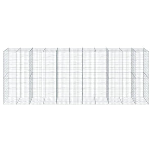 Gabbione cesto recinzione gabbia muro di contenimento con copertura 550 x 100 x 200 cm ferro zincato Argento 02_0040178