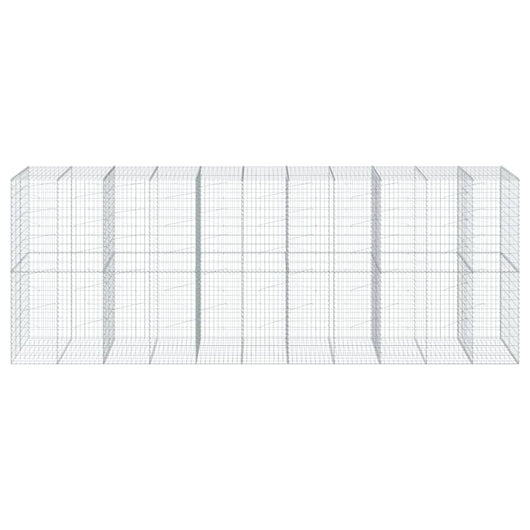 Gabbione cesto recinzione gabbia muro di contenimento con copertura 550 x 100 x 200 cm ferro zincato Argento 02_0040178
