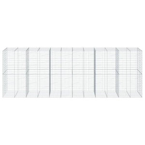 Gabbione cesto recinzione gabbia muro di contenimento con copertura 600 x 100 x 200 cm ferro zincato Argento 02_0040181