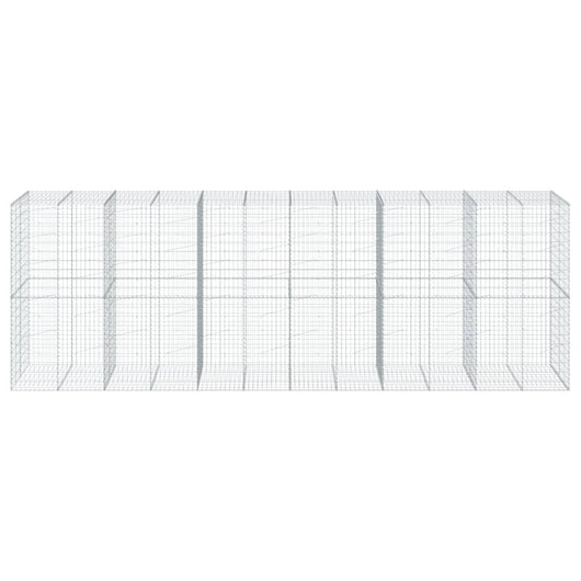 Gabbione cesto recinzione gabbia muro di contenimento con copertura 600 x 100 x 200 cm ferro zincato Argento 02_0040181