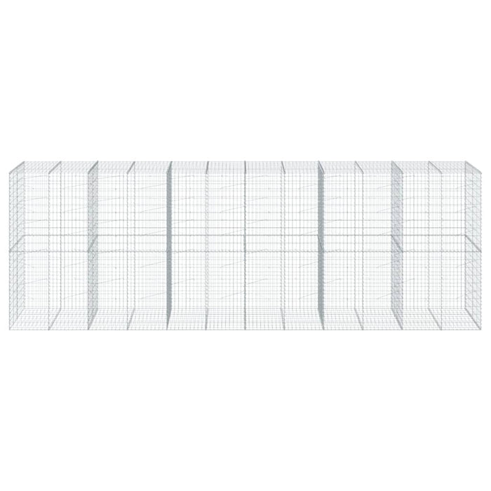 Gabbione cesto recinzione gabbia muro di contenimento con copertura 600 x 100 x 200 cm ferro zincato Argento 02_0040181