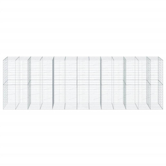Gabbione cesto recinzione gabbia muro di contenimento con copertura 650 x 100 x 200 cm ferro zincato Argento 02_0040188