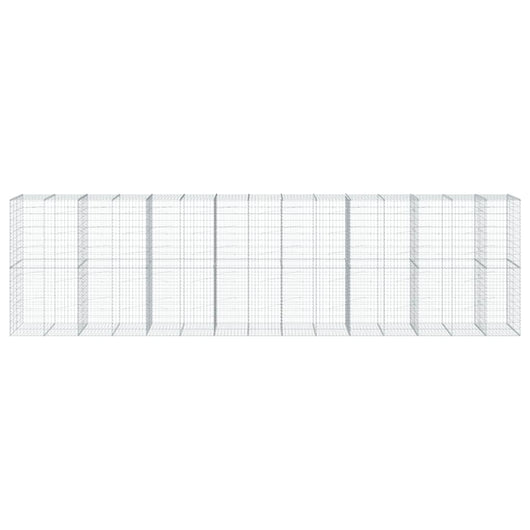 Gabbione cesto recinzione gabbia muro di contenimento con copertura 750 x 100 x 200 cm ferro zincato Argento 02_0040198