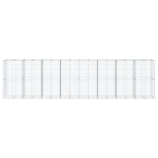 Gabbione cesto recinzione gabbia muro di contenimento con copertura 800 x 100 x 200 cm ferro zincato Argento 02_0040201