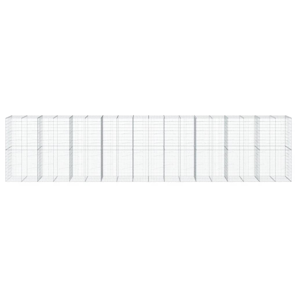 Gabbione cesto recinzione gabbia muro di contenimento con copertura 900 x 100 x 200 cm ferro zincato Argento 02_0040211