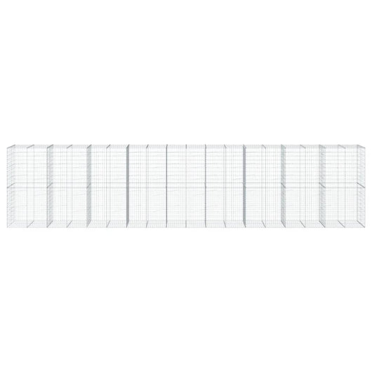 Gabbione cesto recinzione gabbia muro di contenimento con copertura 900 x 100 x 200 cm ferro zincato Argento 02_0040211