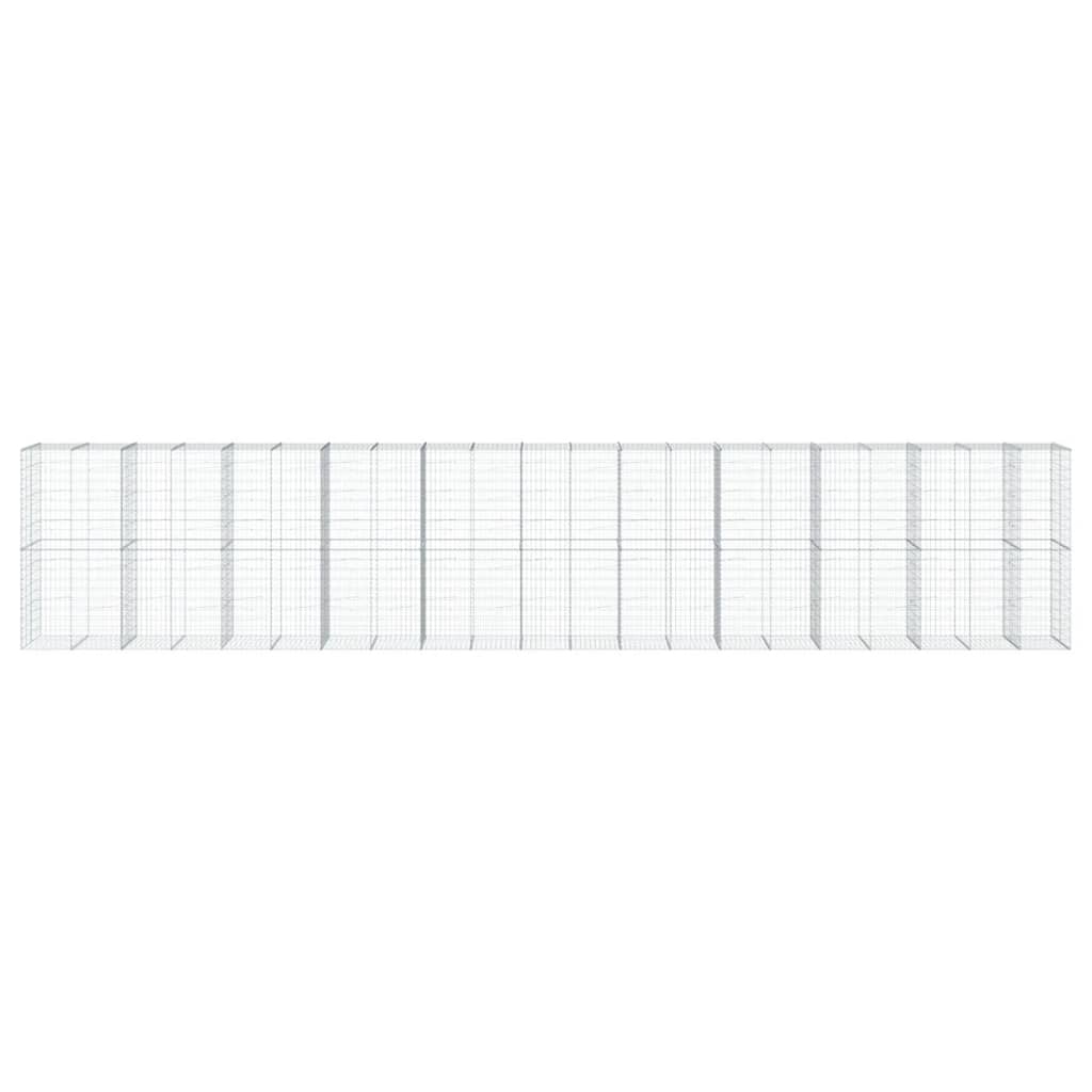 Cesto Gabbione con Copertura 1050x100x200 cm in Ferro Zincato 3295244