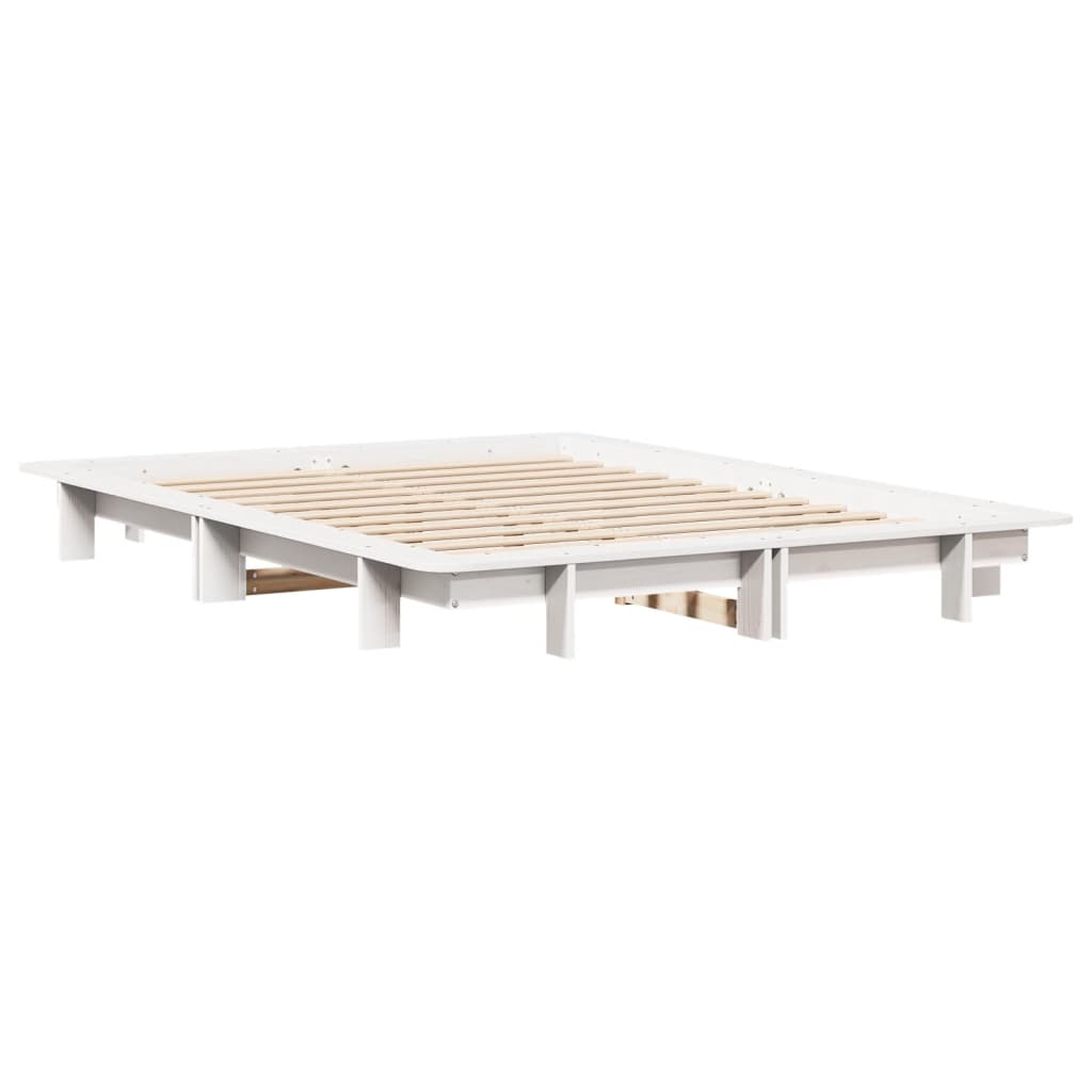 Letto senza Materasso Bianco 120x200 cm Legno Massello di Pino 850663