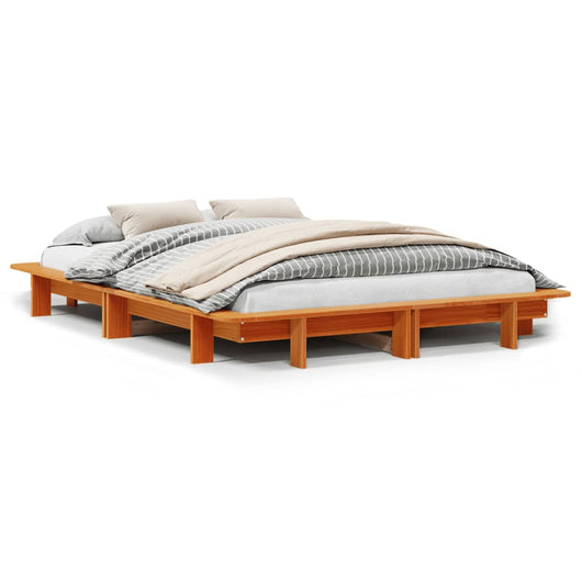 Letto senza Materasso Marrone Cera 140x190 cm in Legno di Pino 850673