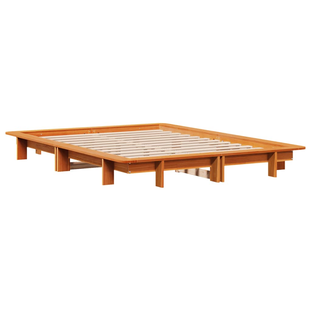 Letto senza Materasso Marrone Cera 140x190 cm in Legno di Pino 850673