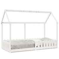 Giroletto Casetta Bambini Bianco 90x200 cm Legno Massello Pino