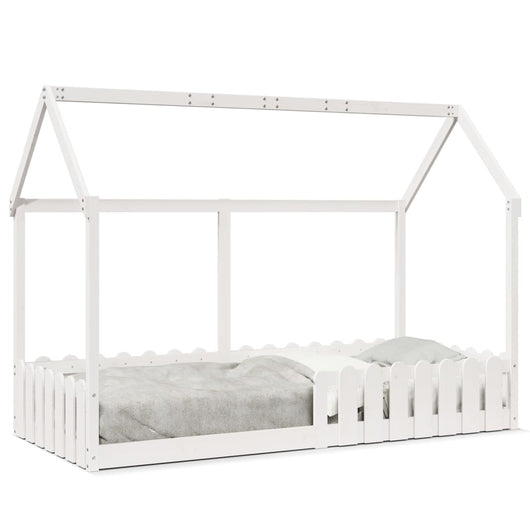 Giroletto Casetta Bambini-Struttura Letto Bambini Bianco 90x200 cm Legno Massello Pino 830809