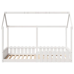 Giroletto Casetta Bambini Bianco 90x200 cm Legno Massello Pino