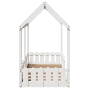Giroletto Casetta Bambini Bianco 80x200 cm Legno Massello Pino