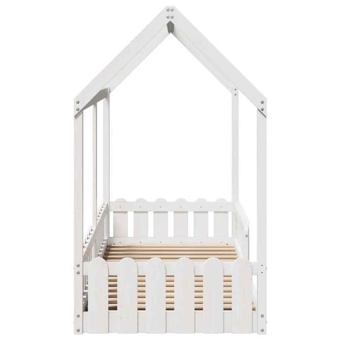 Giroletto Casetta Bambini Bianco 80x200 cm Legno Massello Pino