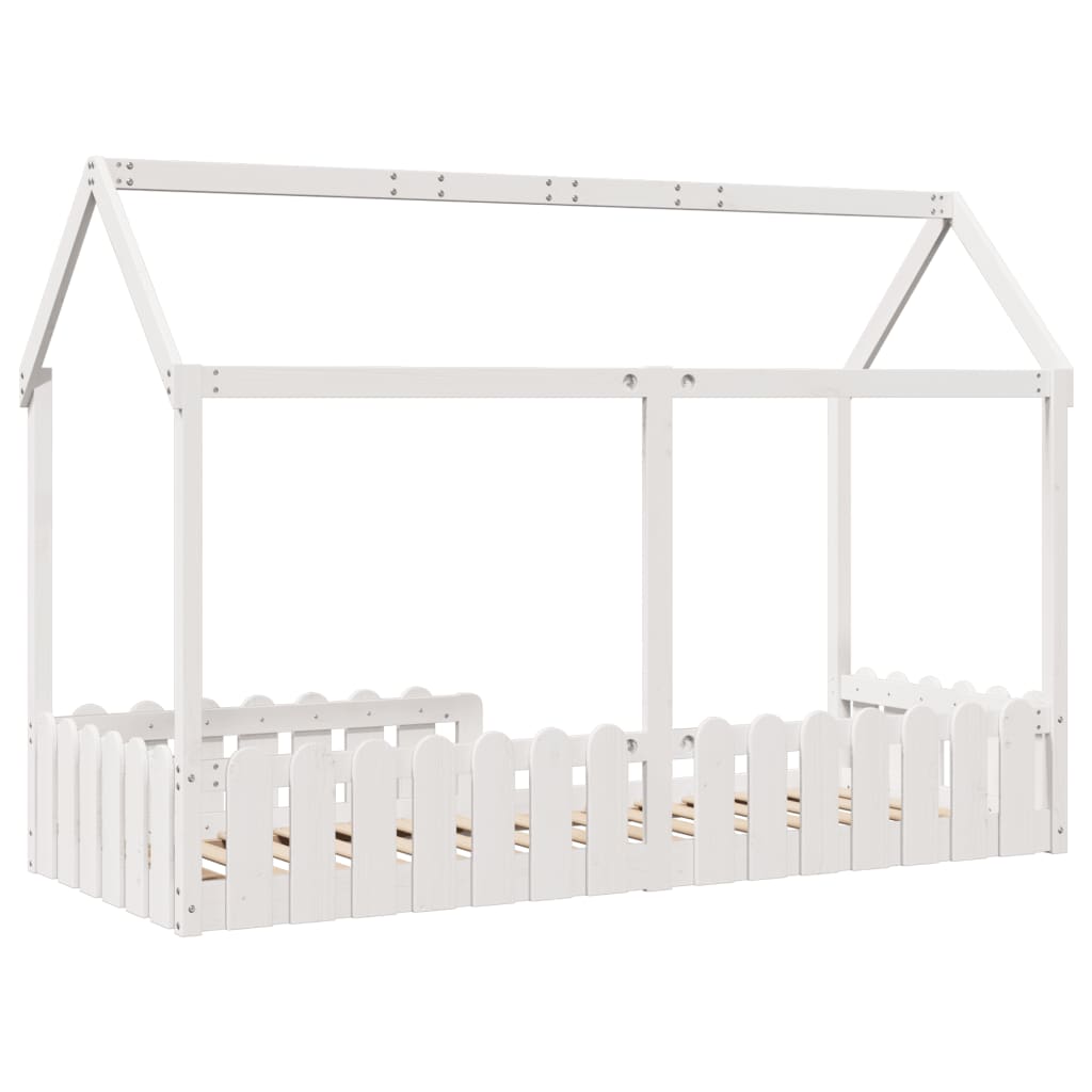 Giroletto Casetta Bambini Bianco 80x200 cm Legno Massello Pino