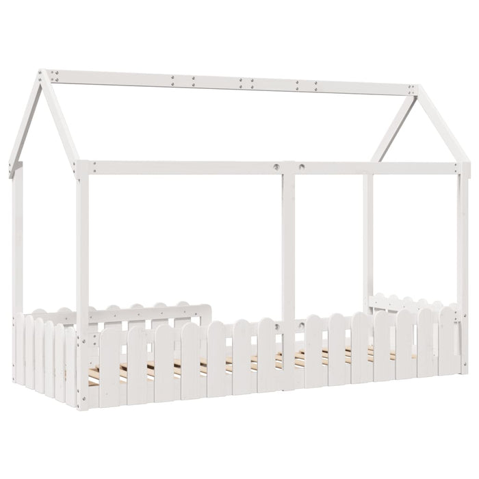 Giroletto Casetta Bambini Bianco 80x200 cm Legno Massello Pino