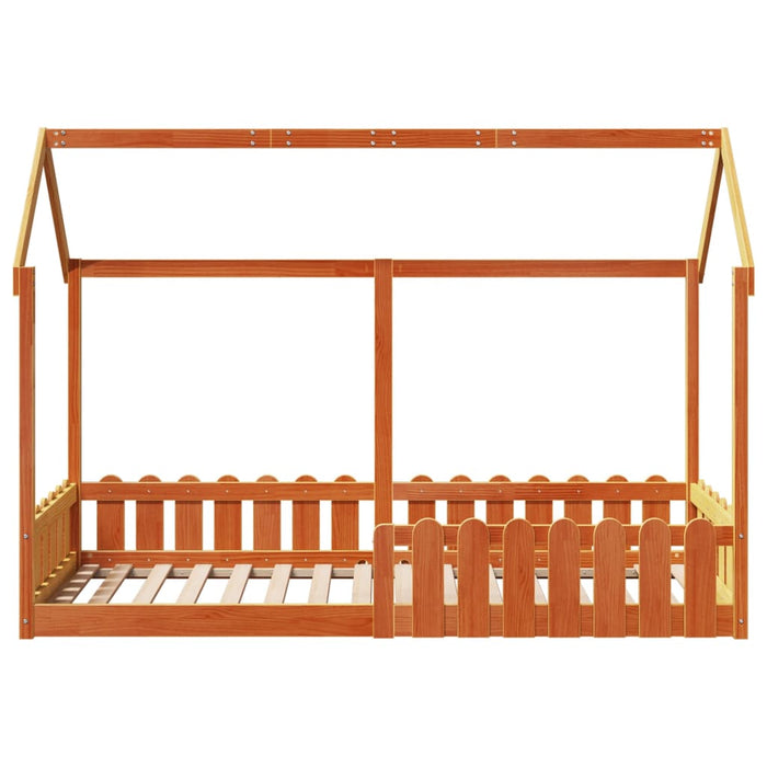 Giroletto Casetta Bambini Marrone Cera 80x200 cm Massello Pino