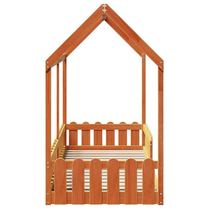 Giroletto Casetta Bambini Marrone Cera 80x200 cm Massello Pino