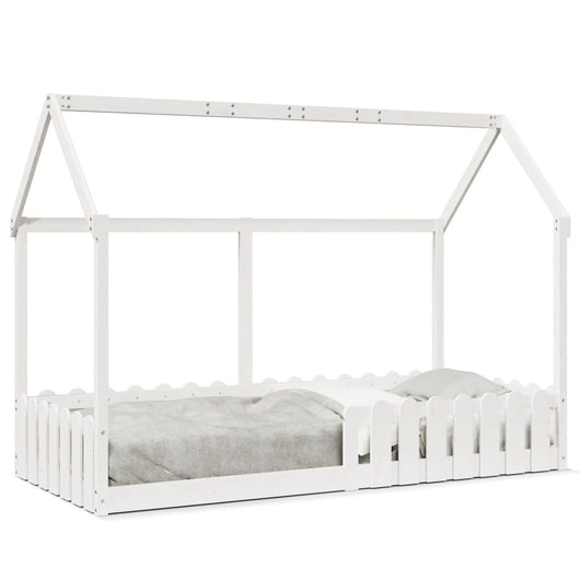 Giroletto Casetta Bambini-Struttura Letto Bambini Bianco 90x190 cm Legno Massello Pino 419892