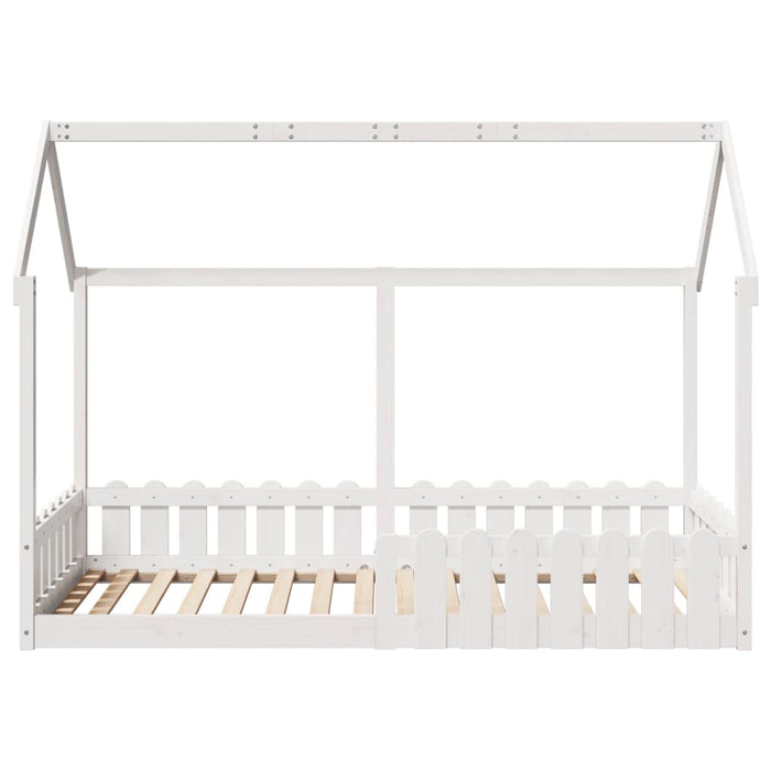 Giroletto Casetta Bambini Bianco 90x190 cm Legno Massello Pino