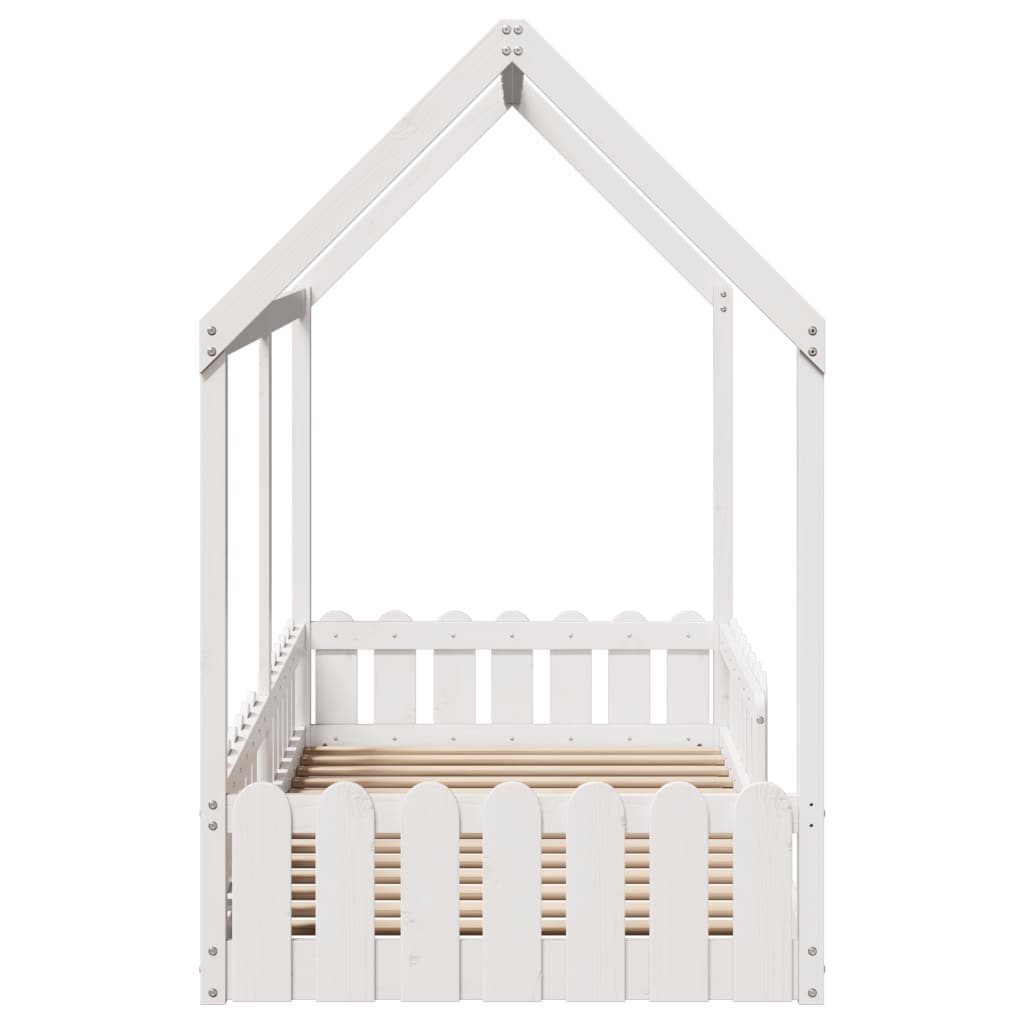 Giroletto Casetta Bambini Bianco 90x190 cm Legno Massello Pino