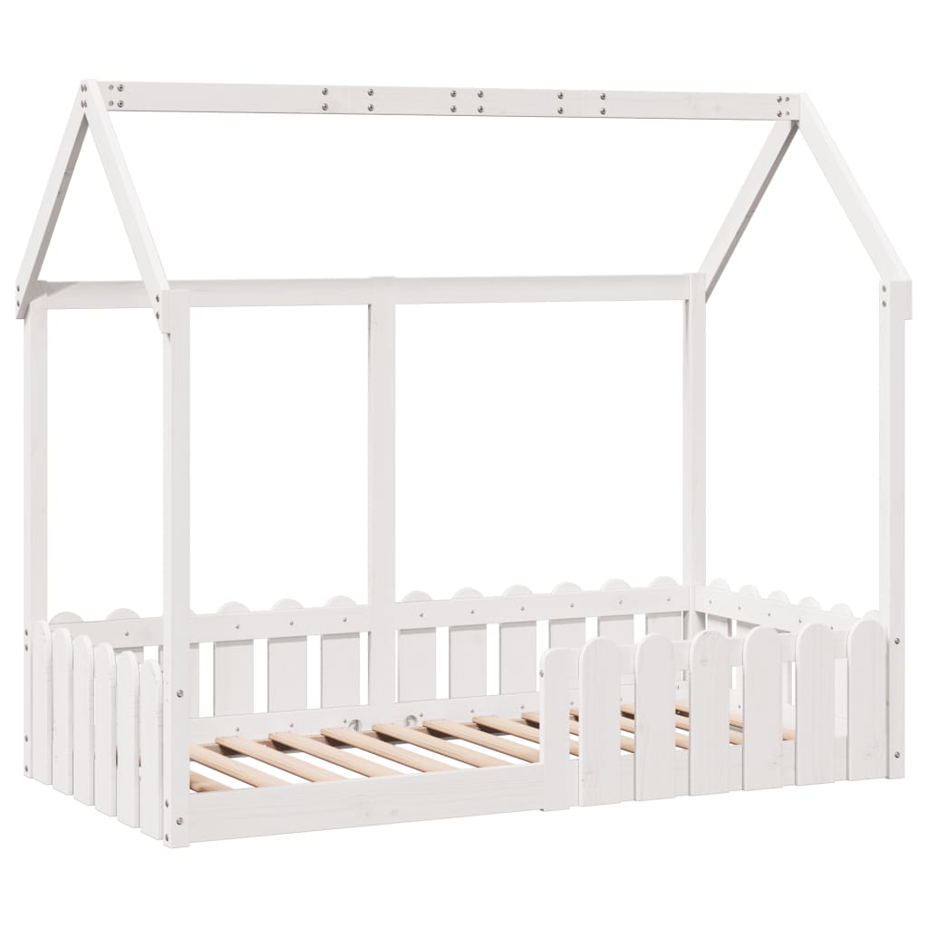 Giroletto Casetta Bambini Bianco 80x160 cm Legno Massello Pino 850696