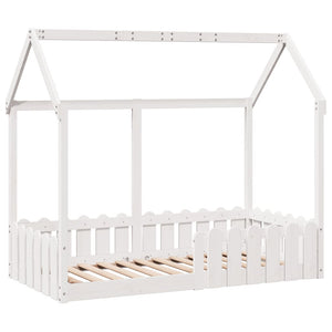 Giroletto Casetta Bambini Bianco 80x160 cm Legno Massello Pino 850696