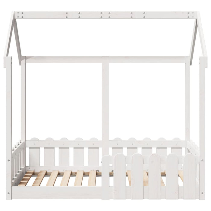 Giroletto Casetta Bambini Bianco 70x140 cm Legno Massello Pino
